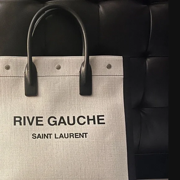 NWT Authentic YSL Saint Laurent Rive Gauche Tote Bag in Greggio Nero! MSRP $1990 - Picture 11 of 16